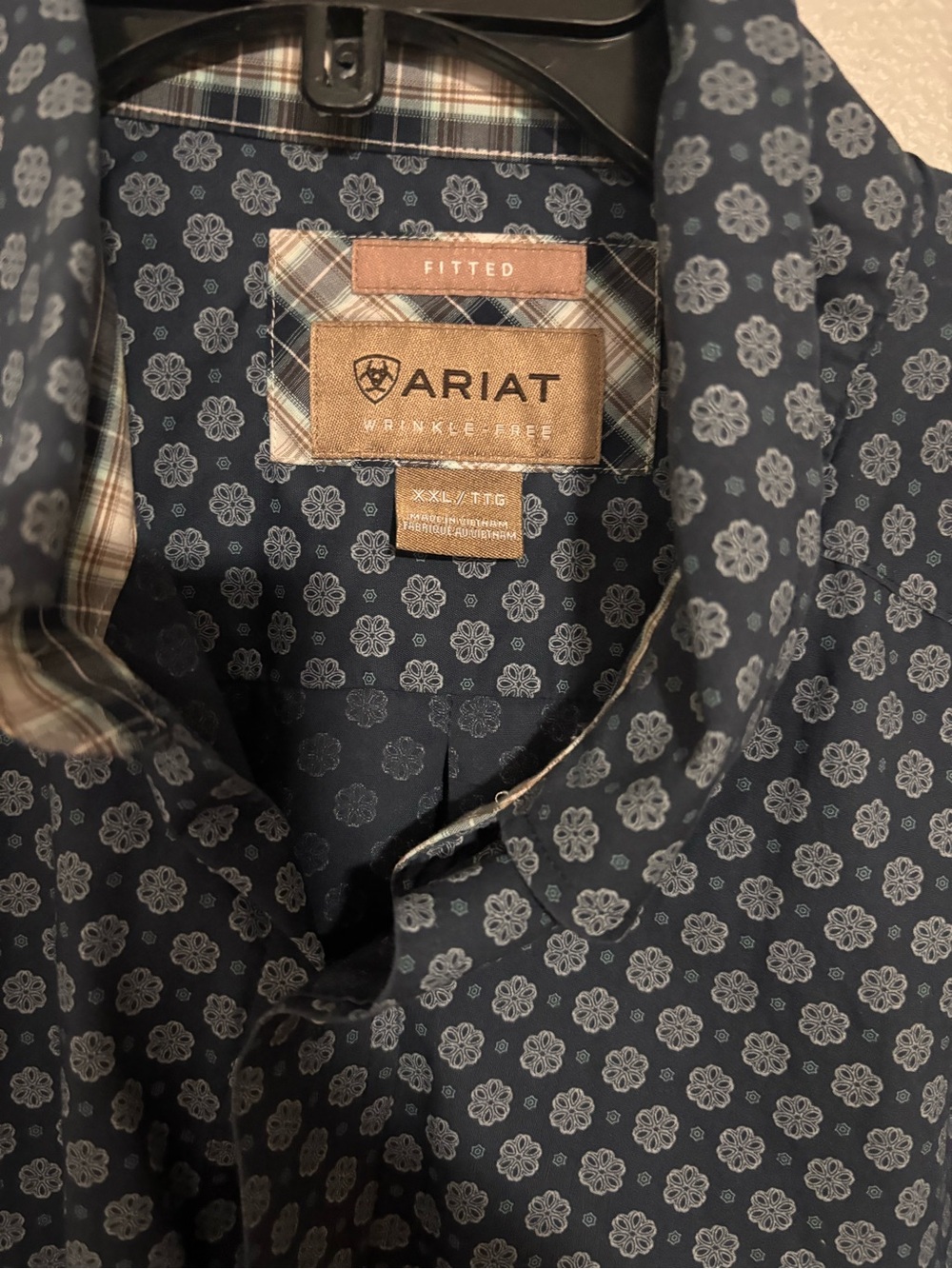 Ariat Navy Shirt with Light Gray Floral Pattern